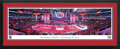 Washington Capitals, 50th Anniversary - Standard Framed Print by Blakeway Panoramas (40.25"W x 13.75"H) in Saudi Arabia