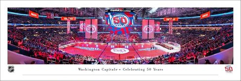 Washington Capitals, 50th Anniversary - Standard Framed Print by Blakeway Panoramas (40.25"W x 13.75"H) in Saudi Arabia