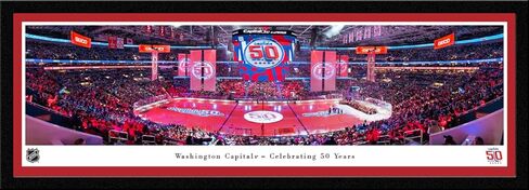 Washington Capitals, 50th Anniversary - Standard Framed Print by Blakeway Panoramas (40.25"W x 13.75"H) in Saudi Arabia
