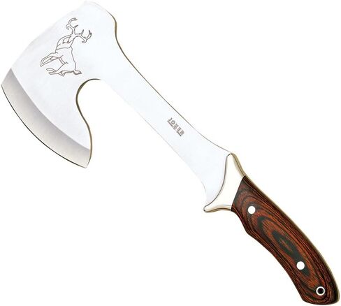 Joker Hunting Axe Cazador HO00, Olive Wood Handle, 8.27 inches Long Blade, with Leather Sheath, Stainless Steel Ferrule, Tool for Fishing, Hunting, Camping and Hiking in Saudi Arabia