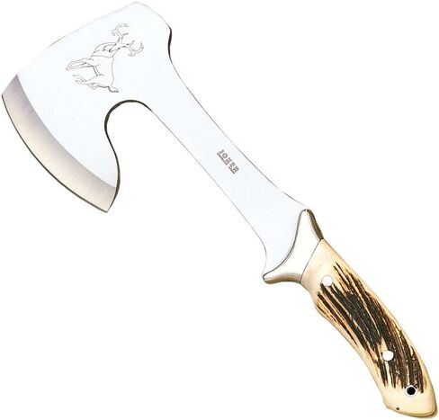 Joker Hunting Axe Cazador HO00, Olive Wood Handle, 8.27 inches Long Blade, with Leather Sheath, Stainless Steel Ferrule, Tool for Fishing, Hunting, Camping and Hiking in Saudi Arabia