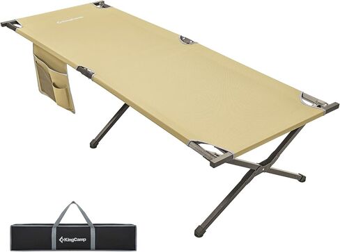 Kingcamp Camping Cot Portable Sleeping Cot for Adults Heavy Duty 81"x 30" Oversized Camp Cots with Pocket Folding Outdoor Camping Bed for Travel, Camp, Beach, Hike,Outdoor and Indoor Use in Saudi Arabia