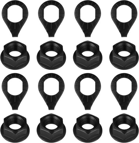 Bicycle Hub 3/8 Inch Black Flange Shaft Nut Kits, 16 PCS Bicycle Hub Flanged Axle Nut and Safety Washer Bicycles Wheel Axle Nuts with Front and Rear Bicycles Wheel Safety Washer, Black BicycleHub Par in Saudi Arabia