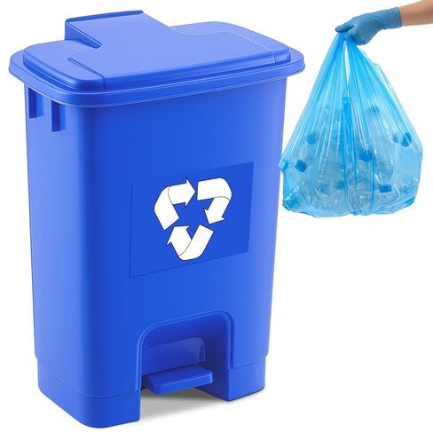 Geiserailie 5.3 Gallon Recycle Bins for Kitchen with Foot-Operated & Self-Closing Lid, Includes 50 Trash Bags Wastebasket Bin for Recycling and Waste for Indoor&Outdoor Kitchen&Office in Saudi Arabia