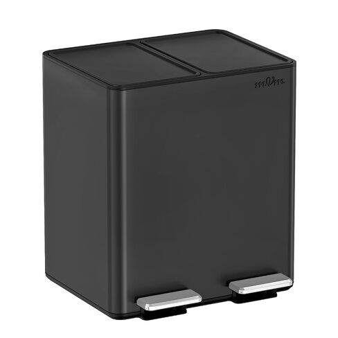 mVm 12 Gal 3 Compartment Trash Can, Triple Step Trash Can with Lid, Modern Kitchen Office Garbage Can（Gray） in Saudi Arabia