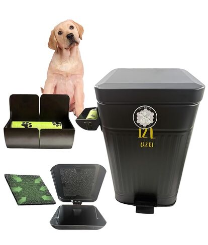 E-Hive Dog Poop Trash Can (Black) Outdoor Activated Carbon Filter Odor Control, 3.2 Gallon (12Lt) with Slow Soft Close Lid, All Weather Resistant Poop Disposal Bin for Pet Waste Backyard Station. in Saudi Arabia
