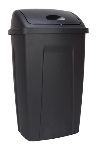 Kitchen Trash Can with Swing Top, 13 Gallon Capacity in Black Plastic in Saudi Arabia