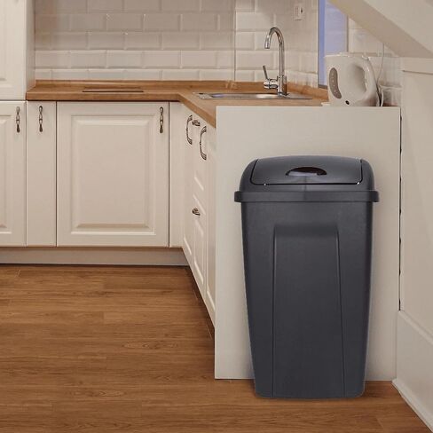 Kitchen Trash Can with Swing Top, 13 Gallon Capacity in Black Plastic in Saudi Arabia