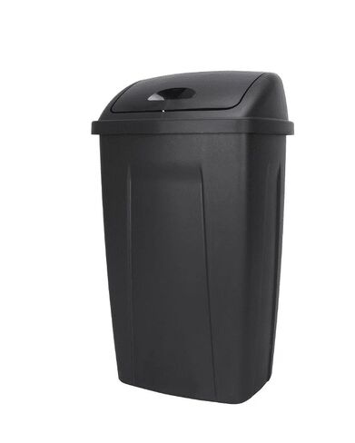 Kitchen Trash Can with Swing Top, 13 Gallon Capacity in Black Plastic in Saudi Arabia