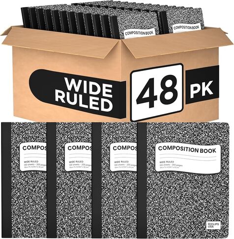 Composition Notebooks Bulk (48 Pack), Wide Ruled Composition Notebook Bulk, Hard Cover Marble Composition Notebook, 100 sheets (Wide Ruled) in Saudi Arabia