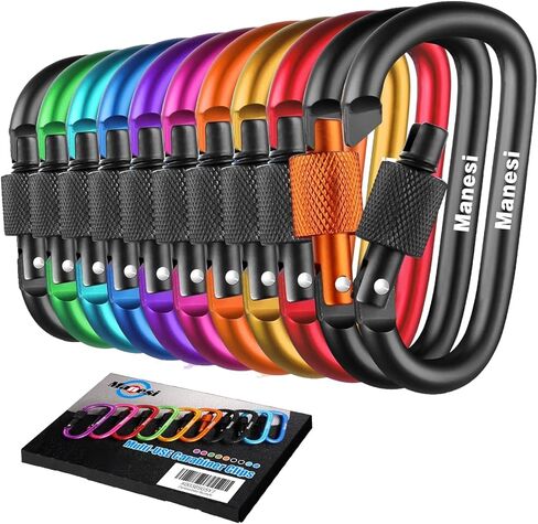 مشابك حلقة تسلق مع بوابة لولبية، 10 عبوات من الألومنيوم 3 بوصات على شكل حرف D، مشبك سلسلة مفاتيح، إبزيم مشبك سلسلة مفاتيح زنبركية in Kuwait