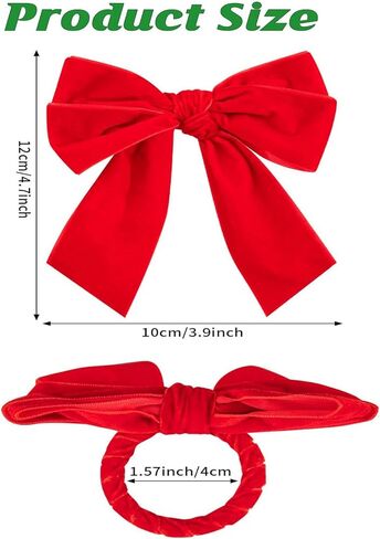 6Pcs Red Bow Christmas Napkin Rings, Chic Velvet Christmas Napkin Holder for Birthday Party, Anniversary Dinner, and Wedding Table Decorations in Saudi Arabia