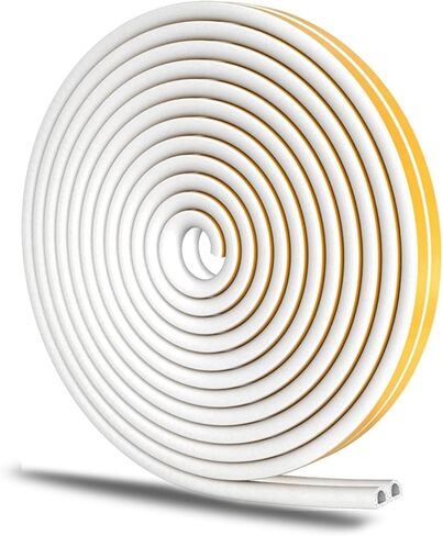Weather Stripping Seal Strip for Door Window fram, 16.5 Feet Self Adhesive D-Type Foam Sealing Tape Soundproofing Insulation Gap Seal, 7/20'' x 6/25 '', White in Saudi Arabia