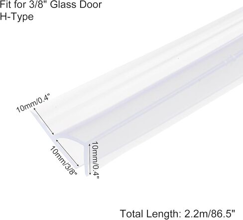 uxcell Shower Door Side Seal, H-Type Shower Door Sweep for 5/16" Glass 86.5" Long Silicone Frameless Glass Door Seal Strip, Stop Shower Leaks, Clear in Saudi Arabia