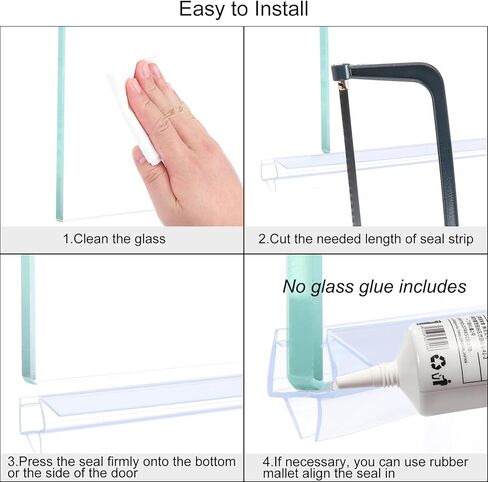 uxcell Shower Door Side Seal, H-Type Shower Door Sweep for 5/16" Glass 86.5" Long Silicone Frameless Glass Door Seal Strip, Stop Shower Leaks, Clear in Saudi Arabia