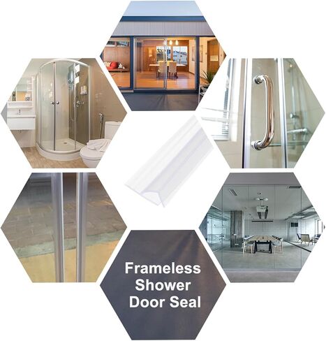 uxcell Shower Door Side Seal, H-Type Shower Door Sweep for 5/16" Glass 86.5" Long Silicone Frameless Glass Door Seal Strip, Stop Shower Leaks, Clear in Saudi Arabia