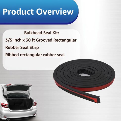 GUSUUI 326A0004 Service Kit Ribbed Bulkhead Seal 3/5" x 360", Service Kit Tonneau Cover Bulkhead Self Adhesive EPDM Ribbed Foam Rubber Seal for RV,Truck,Garage Door,Boat, Marine, Auto Tailgate in Kuwait