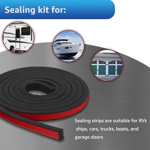 GUSUUI 326A0004 Service Kit Ribbed Bulkhead Seal 3/5" x 360", Service Kit Tonneau Cover Bulkhead Self Adhesive EPDM Ribbed Foam Rubber Seal for RV,Truck,Garage Door,Boat, Marine, Auto Tailgate in Kuwait