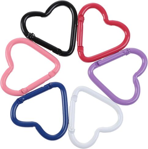 6Pack Heart Shape Carabiners Hook Clips Camping Accessories,Versatile Aluminum Key Holder for Outdoor Travel and Daily Use(Pink) in Saudi Arabia