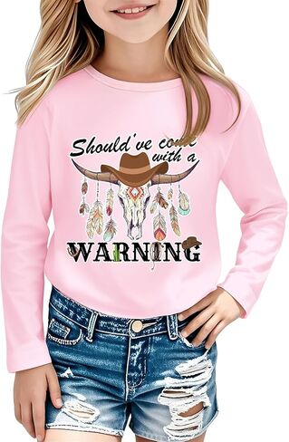 Girls Western Cowgirl T-Shirts - Kids Short Sleeve Cow Shirts Funny Rodeo Graphic Letters Print Summer Tee Tops in Saudi Arabia