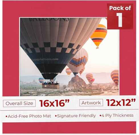 16x16 MAT Bevel Cut for 12x12 Photos - Precut White Square Photo Photo Poard Opense - حمض خالٍ من الحامض لحماية صورك - مقطوعة للصور العائلية ، حزمة من 1 matboard in Saudi Arabia