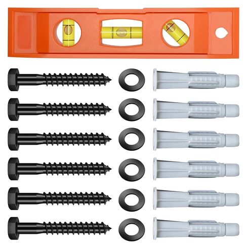 Mywish TV Mount Screws Kit, Lag Bolt Kit for TV Wall Mount, M8x65 Lag Bolts Screws, 10x60 Wall Anchors, Washers, Bubble Level for Wood Stud Brick Concrete Drywall, Universal TV Mounting Hardware Kit in Saudi Arabia