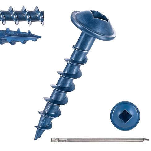YCSJ 100 PCS(0.4 lb), #8 x 1 Pocket Hole Screws, Exterior Pocket Screw 1 inch, Coarse Thread, Square Drive, Washer Head, Rust Resistant, 150MM Drive Bit Included in Saudi Arabia
