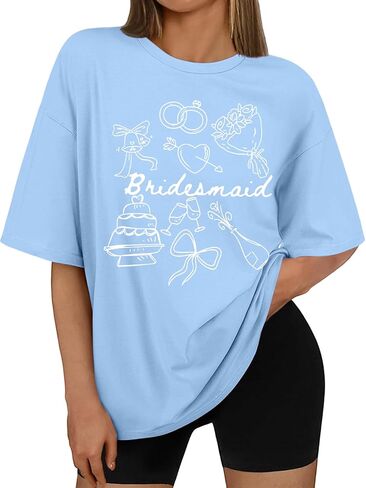 Bride Shirt Women Engaged Bridal Shower Tee Oversized Bride Squad Bridesmaid T-Shirt Bachelorette Wedding Party Tops in Saudi Arabia