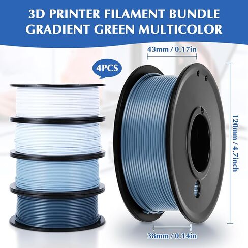 PLA Filament Bundle, 3D Printer Filament 1.75mm Bundle, High Toughness Clog-Free & Bubble-Free Extrusion, Dimensional Accuracy +/- 0.02mm,Print with Most 3D Printers,4PACK 1KG (4-Color Navy Blue) in Saudi Arabia