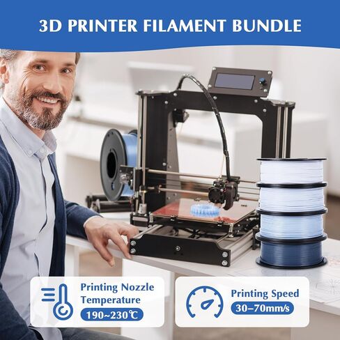 PLA Filament Bundle, 3D Printer Filament 1.75mm Bundle, High Toughness Clog-Free & Bubble-Free Extrusion, Dimensional Accuracy +/- 0.02mm,Print with Most 3D Printers,4PACK 1KG (4-Color Navy Blue) in Saudi Arabia