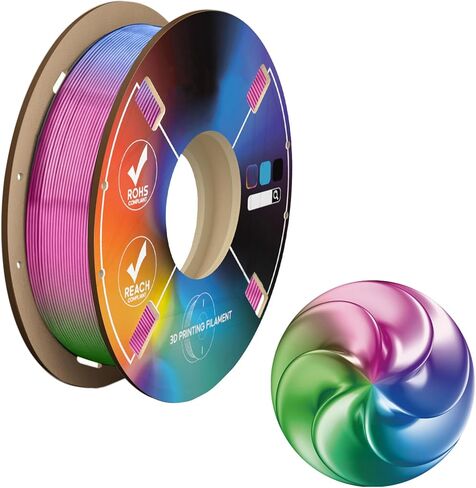 PLA Filament 1.75mm, Neatly Wound 3D Printer Filament 200g Spool, High Dimensional Accuracy +/- 0.02mm, Tangle-Free Printing Material Compatible with Most FDM Printers - Light Purple Blue Yellow in Saudi Arabia