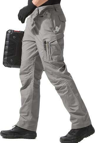 FREE SOLDIER Men's Water Resistant Pants Relaxed Fit Tactical Cargo Work Pants with Multi Pocket (34W/28L Moss Green) in Saudi Arabia