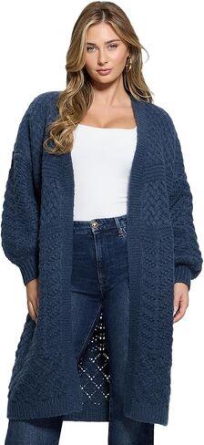 GUESS Women's Eco Long Sleeve Mix Stitch Valeria Cardigan in Saudi Arabia