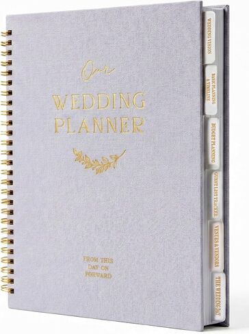 كتاب Wedding Planner Book and Organizer for Bride-Bridal Planner Notebook مع علامات تبويب ، قائمة مرجعية وتقويم لمدة 18 شهرًا-هدية المشاركة للنساء ، مجلة منظم الزفاف (Gray) in Kuwait