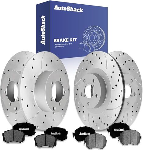 Autoshack Brake Kit Placeming لـ Subaru Crosstrek Impreza 2013-2015 XV Crosstrek 2014-2018 Forester AWD الأمامي الخلفي المحفور والقطن المغطى بالقرص الإلكترونية. in Kuwait