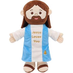 Jesus Plush 11.8" Jesus Stuffed Doll Curly Hair Plushies Toys Christian Stuff Religious Party Favors Gifts Christmas Easter Decoration Brown in Kuwait