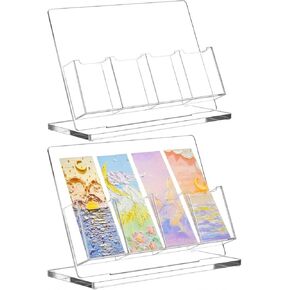 4 Slots Freestanding Acrylic Bookmark Display Holder for Business Multiple No Assembly Required 2'' Bookmark Organizer Stand for Vendors Retail Store Craft Show in Saudi Arabia