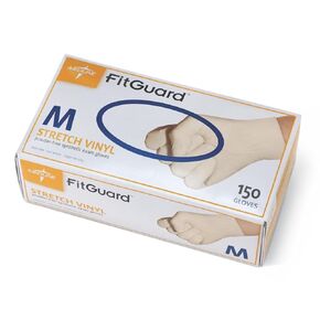 Medline FitGuard Stretch Vinyl Powder-Free Smooth Exam Gloves, Size M in Saudi Arabia
