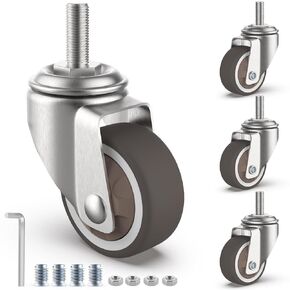 Chegulu 1.25" Small Threaded Stem Casters, M6 Swivel Furniture Wheels, TPR Silent, Mounting for Storage Cart, Shelving Unit, Coffee Table, 4 Pcs in Saudi Arabia
