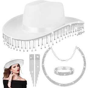 قبعة رعاة البقر البيضاء مع هامش للسيدات قبعة رعاة البقر الراعية للسيدات مع نظارة شمسية على شكل قلب معلن بريق القبعات الرعوية الغربية لحفل الزفاف ديسكو حفل تأثيري in Kuwait