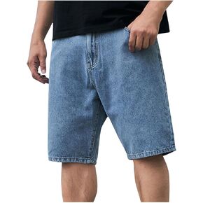 Men's Jean Shorts Summer Casual Vintage Mid Waist Denim Shorts with Pocket Regular Fit Straight Leg Jorts in Saudi Arabia