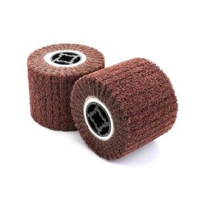 QWORK 80 Grit Non-Woven Abrasive Flap Wire Drawing Polishing Burnishing Wheel - Premium 2-Pack Ideal for Metal Surface Treatment, 120x100mm Size in Kuwait