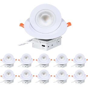 Zyc Gimbal LED LED LEARTING - 6 بوصة 5CCT 12W 360 ° دوران قابلة للتعديل ضوء التدوير ، الأضواء الدوارة LED ، ضوء السقف المنحدر الاتجاه ، حزمة أسفل الويفر القابلة للرقابة القابلة للرقابة من 6 أسود. in Kuwait
