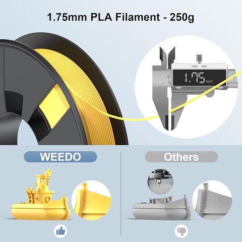 High Speed PLA Filament 1.75mm for 3D Printer, 250g 3D Printer Filament, Dimensional Accuracy ±0.02mm, Clog-Free, Smoothly Feeding, Tangle-Free (Yellow) in Saudi Arabia