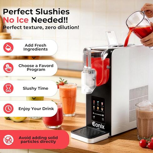 آلة سلاشي لا تحتاج إلى ثلج، آلة سلاشي 64 أونصة للمنزل مع وظيفة التنظيف التلقائي، صانع المشروبات المجمدة التجارية، 6 برامج محددة مسبقًا، شاشة LED، مارغريتا مجمدة، فرابيه، ميلك شيك ﻿ in Kuwait