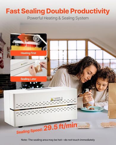 VEVOR Continuous Sealing Machine, 0.32-0.47 in Seal Width, Automatic Continuous Band Sealer with Digital Temperature Control, Automatic Shutdown, Heat Sealing Machine for 0.002-0.0.008 in Plastic Bags in Saudi Arabia