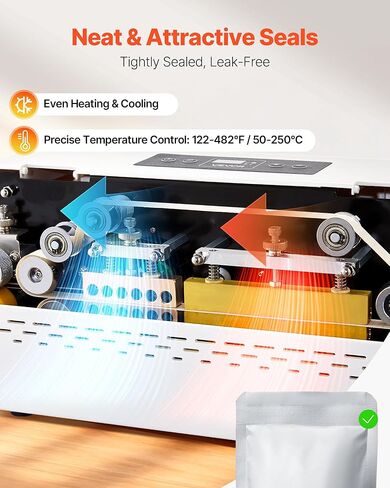VEVOR Continuous Sealing Machine, 0.32-0.47 in Seal Width, Automatic Continuous Band Sealer with Digital Temperature Control, Automatic Shutdown, Heat Sealing Machine for 0.002-0.0.008 in Plastic Bags in Saudi Arabia
