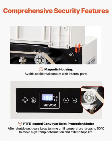 VEVOR Continuous Sealing Machine, 0.32-0.47 in Seal Width, Automatic Continuous Band Sealer with Digital Temperature Control, Automatic Shutdown, Heat Sealing Machine for 0.002-0.0.008 in Plastic Bags in Saudi Arabia