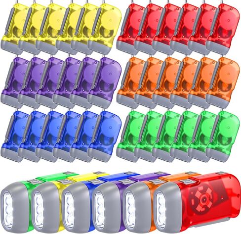 Treela 36 Pcs Hand Crank Flashlight Bulk Wind up Flashlight No Battery Manual Powered Light High Lumen 3 LED Torch for Camping Emergency Survival Christmas Child Shoeboxes(Green, Gray, Blue, Red) in Saudi Arabia