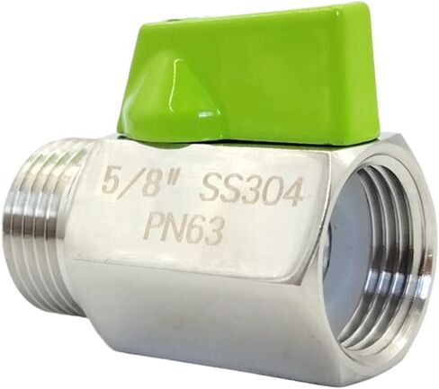 صمام كروي لإيقاف خط البيرة من الفولاذ المقاوم للصدأ BSPP، 5/8 بوصة، خيط G5/8 ذكر إلى أنثى، درجة 304 (مقبض أزرق) in Kuwait
